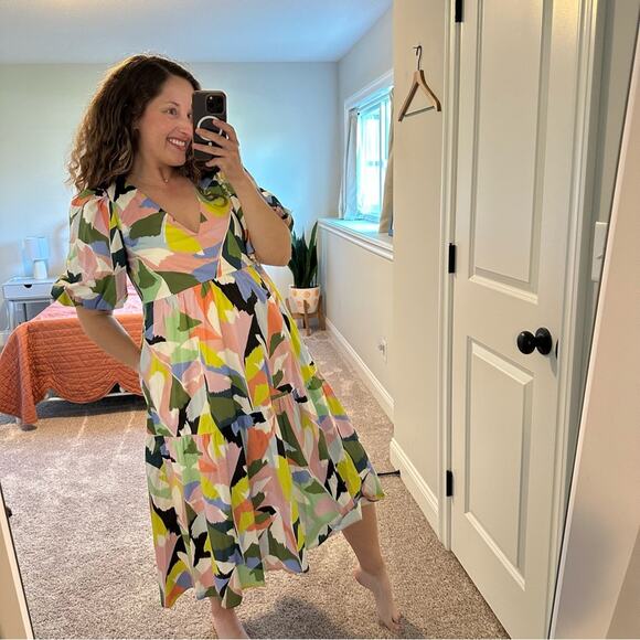 NWT Tuckernuck Crosby by Mollie Burch Green Pink Printed Maxi Dress Small - Picture 6 of 14